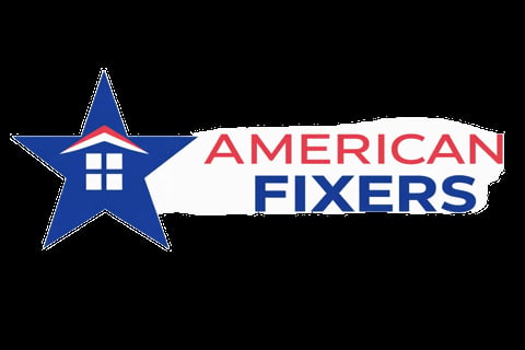 American Fixers logo featuring a blue star with a window icon and red and navy text on a white banner